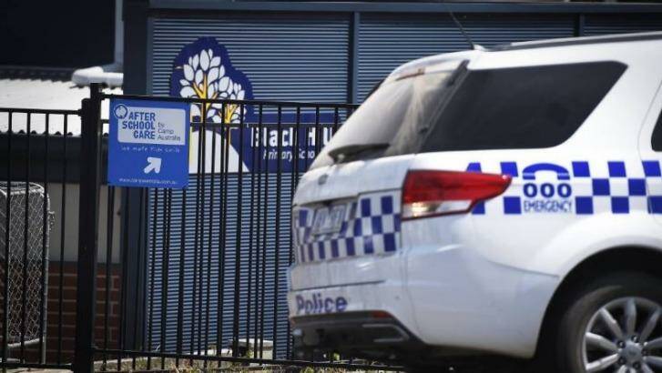 Police at Black Hill Primary School. Photo: Luka Kauzlaric, Ballarat Courier