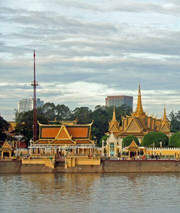 The view towards Phnom Penh's royal palace .  Photo: Brian Johnston