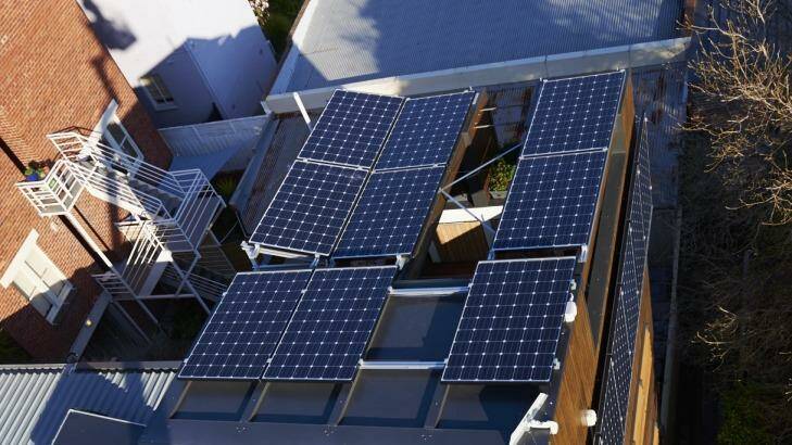 A solar-powered unit in East Melbourne. Councils are looking for ways to share solar power between residents. Photo: supplied