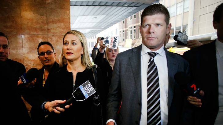 Andrew Cornwell arrives at ICAC with his wife. Photo: Daniel Munoz