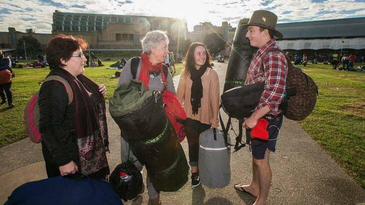 "I heard bring your swag along...done deal:" Craig Goodman and his family who travelled from Maitland for the event. Photo: Joosep Martinson