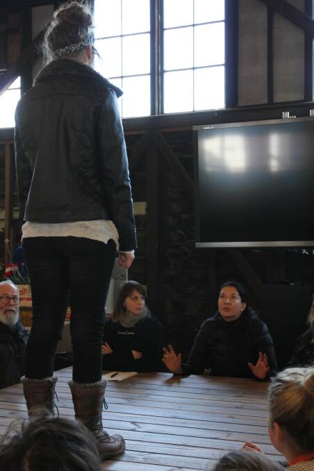 The group working with performance artist Marina Abramovic in Sydney. 
 
 
Photo: CONTRIBUTED