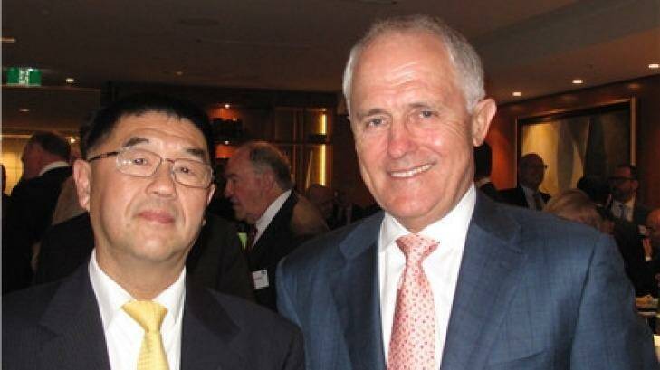 Top Education chief executive officer Minshen Zhu with Prime Minister Malcolm Turnbull. Photo: Top Education
