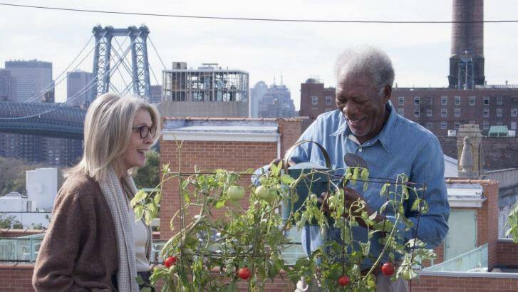 Dappled afternoon: Diane Keaton and Morgan Freeman go through their routines in 5 Flights Up. Photo: supplied