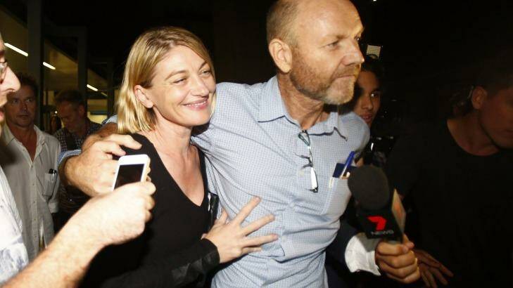 Tara Brown and Stephen Rice arrive back in Sydney after their ordeal in Lebanon. Photo: Daniel Munoz