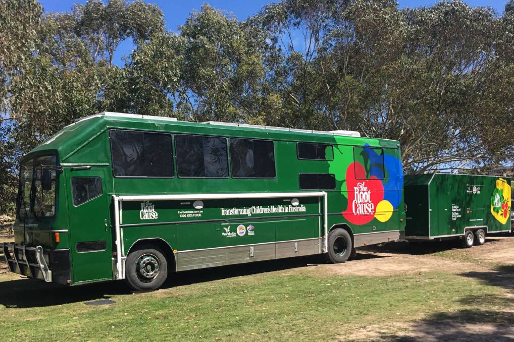 The Root Cause Big Green Bus 'Kaley' will be in Dubbo next week to promote healthy eating habits. Photo: CONTRIBUTED