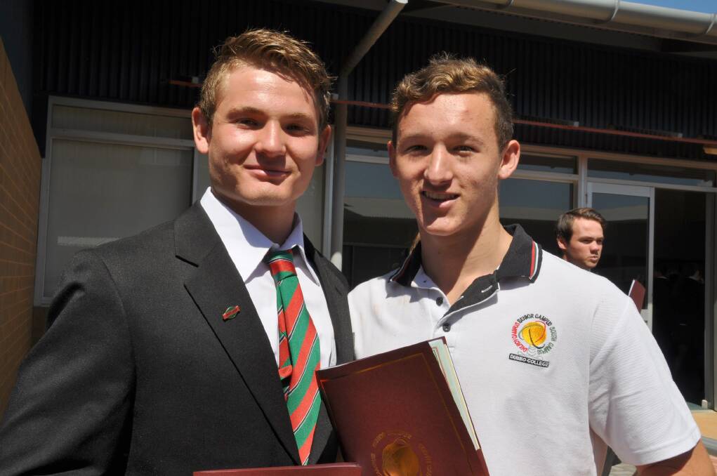 Two year 12 students from the Dubbo College graduating class of 2015 were sports captain Phillip Combridge and colleague Hamish Astill.