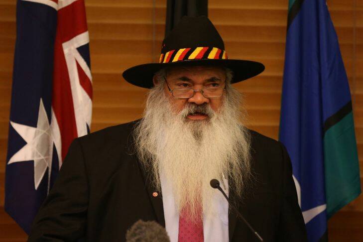 Senator Pat Dodson addressed the ALP caucus at Parliament House in Canberra on Tuesday 14 February 2017. Photo: Andrew Meares 