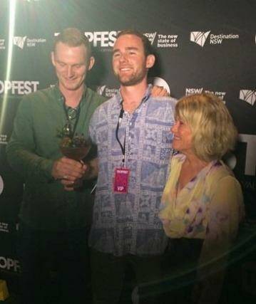 Julian Lucas (centre) has won Tropfest with his dark comedy <i>Granny Smith</i>. Photo: Eryk Bagshaw