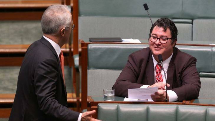 Coalitin MP George Christensen, pictured with Prime Minister Malcolm Turnbull, moved a counter motion against Labor's banks royal commission. Photo: Andrew Meares