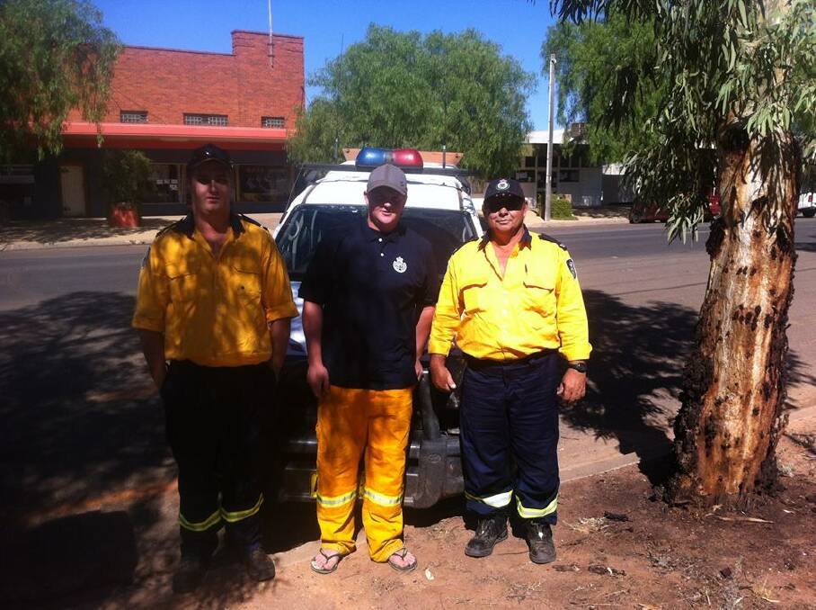 RFS firefighters Timothy Lord, Joel Mawhinney and Robbie Cummins from Cobar HQ. 
Photo: CONTRIBUTED