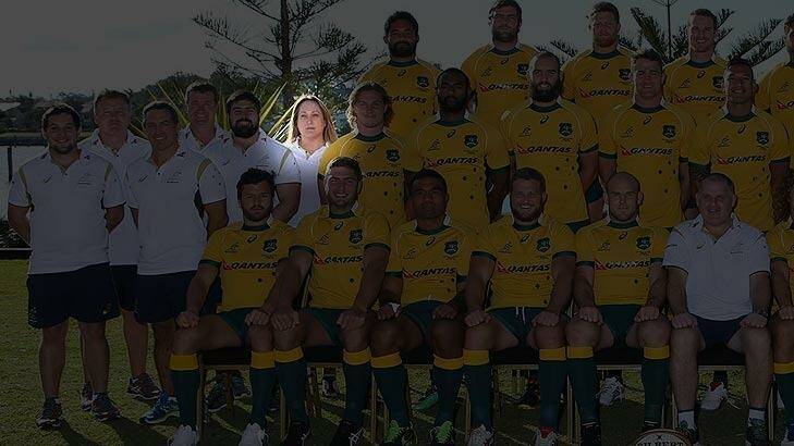 Di Patston in a Wallabies team photo at Manly in June. Photo: Facebook