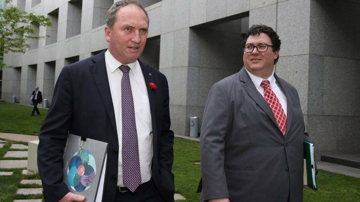 George Christensen and the Deputy Prime Minister Barnaby Joyce. Photo: Andrew Meares