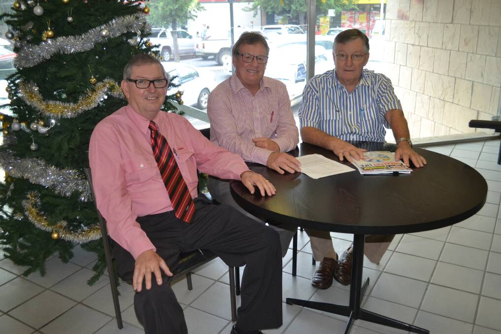 Real Estate Institute NSW Orana Division representatives Graeme Stapleton, Colin Knight and Bob Berry said a recent report showed Dubbo's property market remained strong. Photo: ORLANDER RUMING