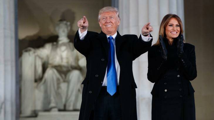 President-elect Donald Trump and his wife Melania Trump arrive to the "Make America Great Again Welcome Concert" at the Lincoln Memorial on January 19. Photo: Evan Vucci