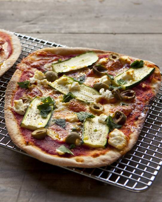 Frank Camorra's zucchini, green olive, mint and fetta pizza <a href="http://www.goodfood.com.au/good-food/cook/recipe/zucchini-green-olive-mint-and-fetta-pizza-20130318-2g9uc.html "><b>(recipe here).</b></a> Photo: Marina Oliphant