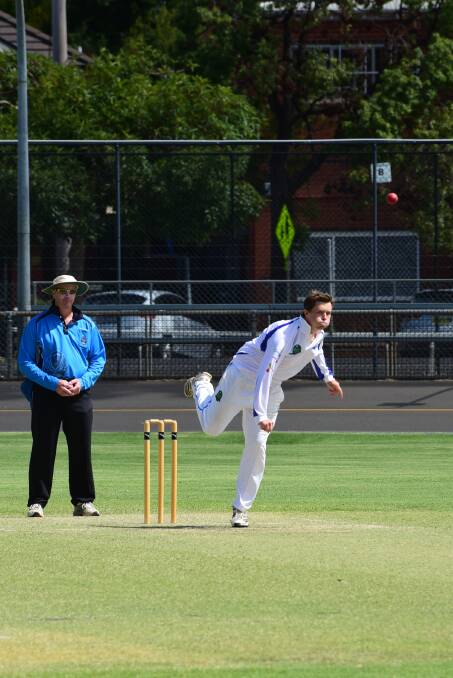 Dan Medway supported the Macquarie quicks well on Saturday and picked up two wickets in the Blues' win.  
Photo: BROOK KELLEHEAR-SMITH