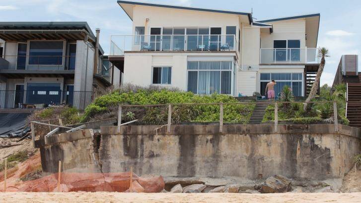 Properties along Wamberal Beach on the Central Coast, which received severe erosion damage during the June 2016 storm surges.  Photo: James Brickwood