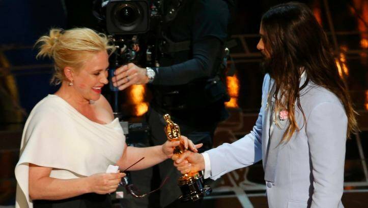 Patricia Arquette accepts the Oscar for Best Supporting Actress for her role as a single mum in Boyhood at the 87th Academy Awards in Hollywood. Photo: MIKE BLAKE/Reuters 