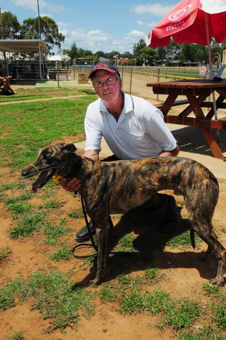 RIGHT: Paul Braddon with Hurricane Rino after winning the Dawson Plaster Works Stakes final.  
Photo: Hannah Soole