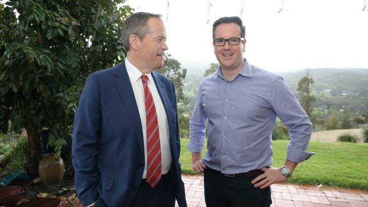 Opposition Leader pictured with the ALP's candidate for Canning Matt Keogh during a visit to the electorate last month. Photo: Philip Gostelow