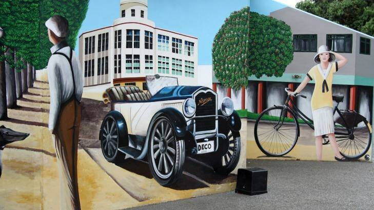 Art deco-style mural on the waterfront in Napier. Photo: Brian Johnston