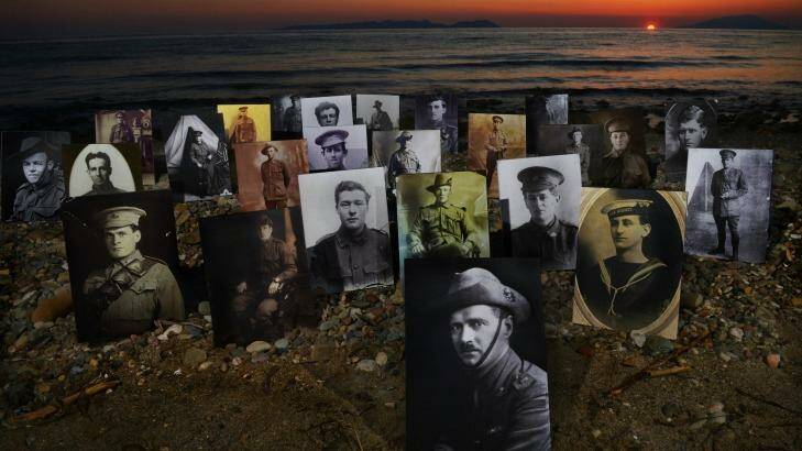 Family photographs of WWI soldiers who fought at Gallipoli. Photo: Joe Armao
