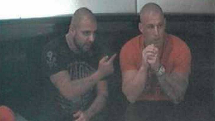 CCTV footage shows Brothers For Life leader Farhad Qaumi (left) and Pasquale Barbaro at The Star casino in January 2014. Photo: Supplied