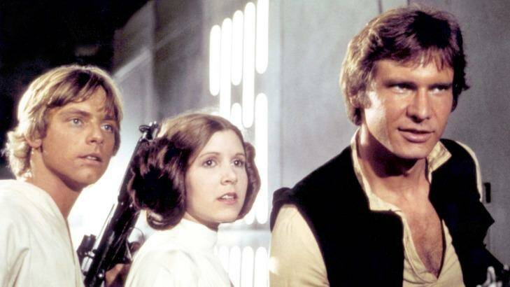 Mark Hamill, Carrie Fisher and Harrison Ford in the original <i>Star Wars</i>. Photo: Sunset Boulevard