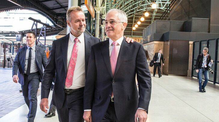 Senator Nigel Scullion and Minister Prime Minister Malcolm Turnbull. Photo: Jessica Hromas/Fairfax Media