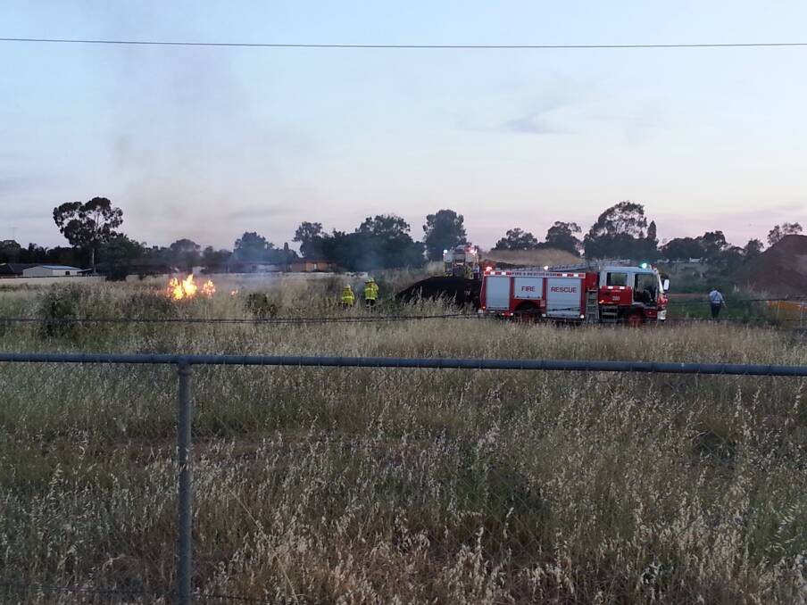Firefighters were called on to put out a small grass fire at Dubbo on Sunday night. Photo contributed