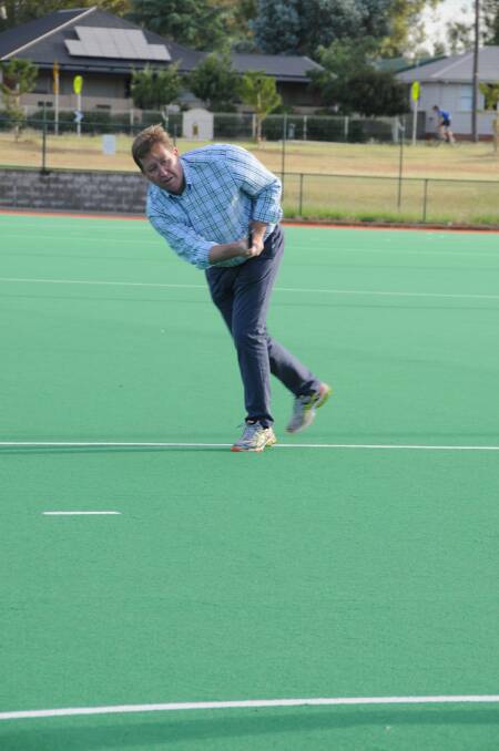 Local MP and deputy premier Troy Grant shows off his skills in the All Star match.