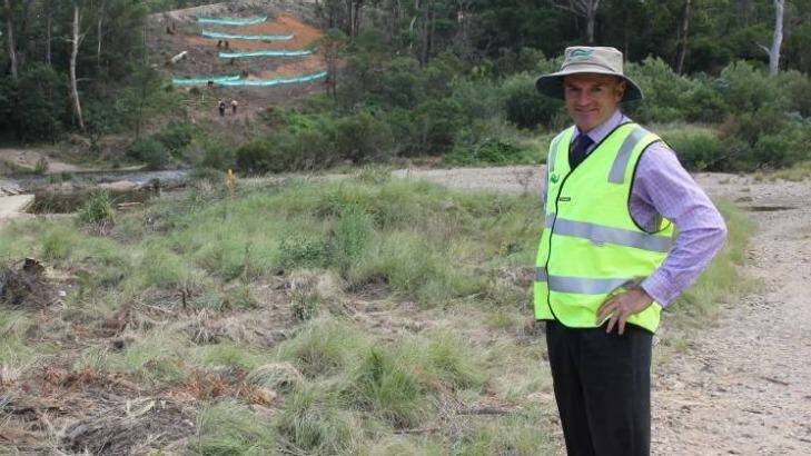 Goulburn Mulwaree Council operations director Matt O'Rourke pictured at the old Oallen Ford bridge in February, 2015 as construction was beginning. Photo: Goulburn Post