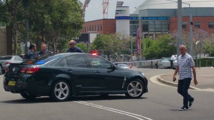 Lockdown: Police at Sydney Olympic Park.