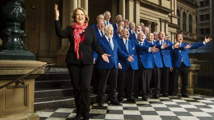 Ready to raise money for the Royal Flying Doctor's Service: Yvonne Kenny and the Sydney Male Choir. Photo: Nic Walker