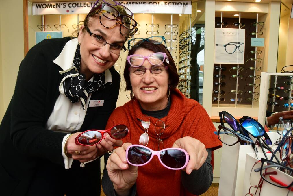 OPSM Dubbo store manager Lenore Pollard and Charles Sturt University lecturer Cathy Maginnis are urging residents to donate reading glasses and sunglasses for distribution among Thailand villagers. Photo: BELINDA SOOLE