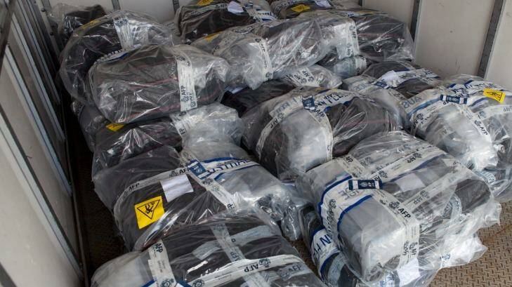 Authorities seized several black bags carrying packets of cocaine off the Elakha yacht. Photo: Australian Federal Police.