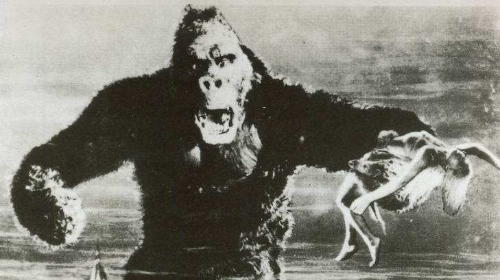 Scene from the 1933 version of King Kong starring Faye Wray.

