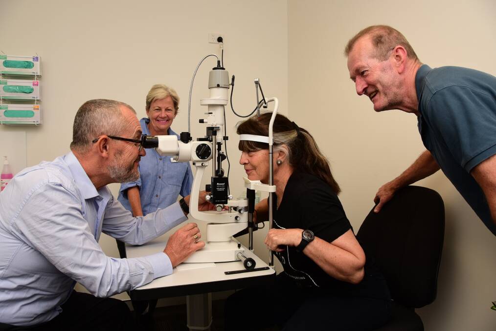 Doctor Michael Hennessy, Fred Hollows Foundation founding director Gabi Hollows, CEO Brian Doolan and Outback Eye Service manager Joanna Barton. 														Photo: BELINDA SOOLE