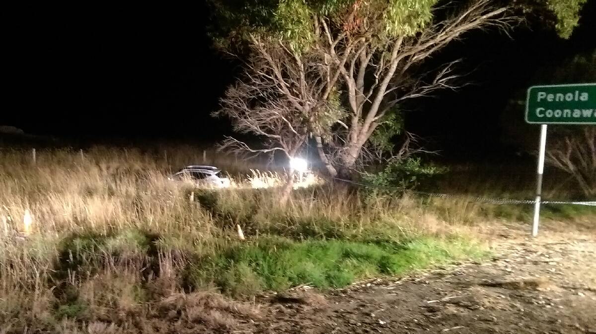 The scene of a single vehicle accident in Clay Wells, South Australia. PICTURE: SOUTH AUSTRALIA POLICE