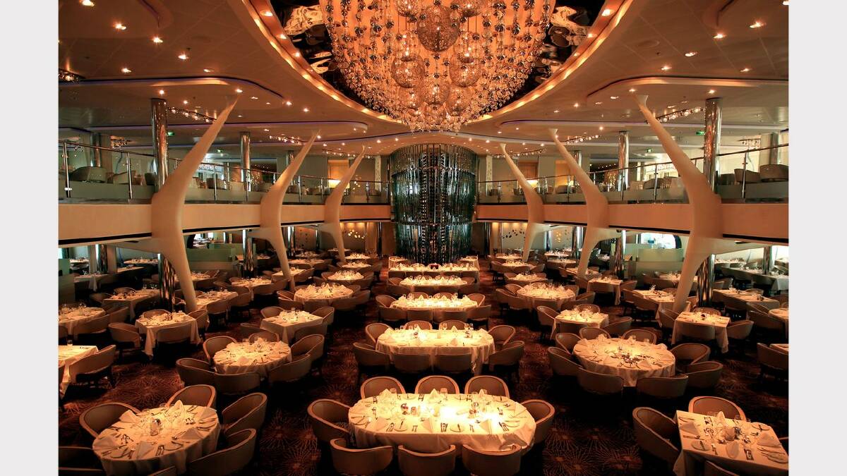 The main dining hall on the Celebrity Solstice. Picture: Simone De Peak