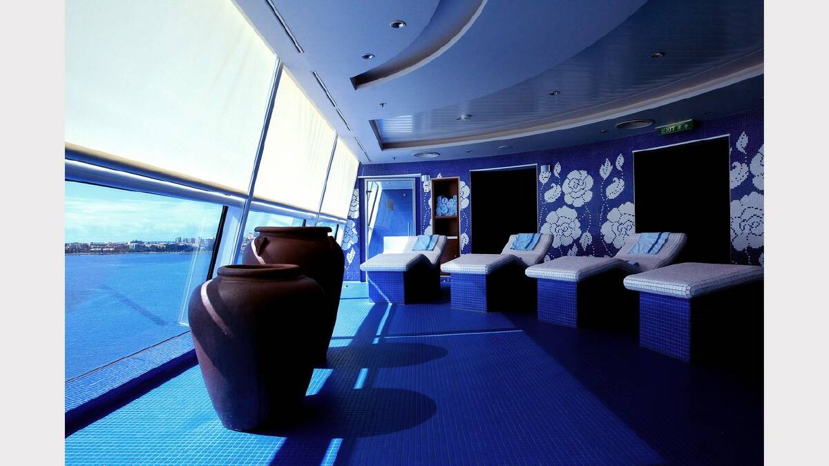 On board the Celebrity Solstice. The Persian Garden Area with heated tiled lounges in the Aqua Spa. Picture: Simone De Peak 