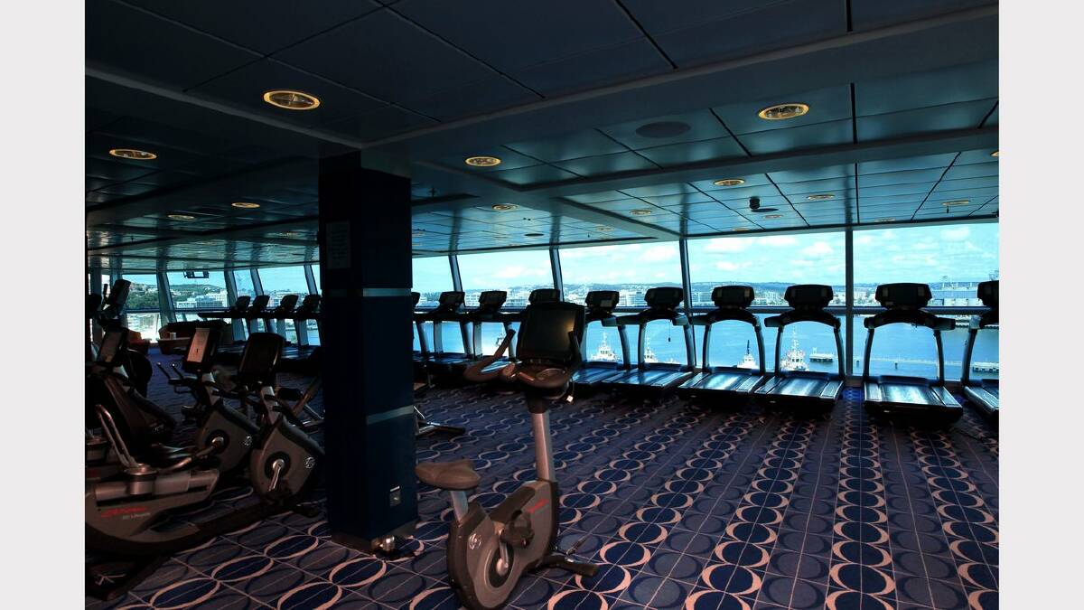  The gym with a view on board the Celebrity Solstice. Picture: Simone De Peak