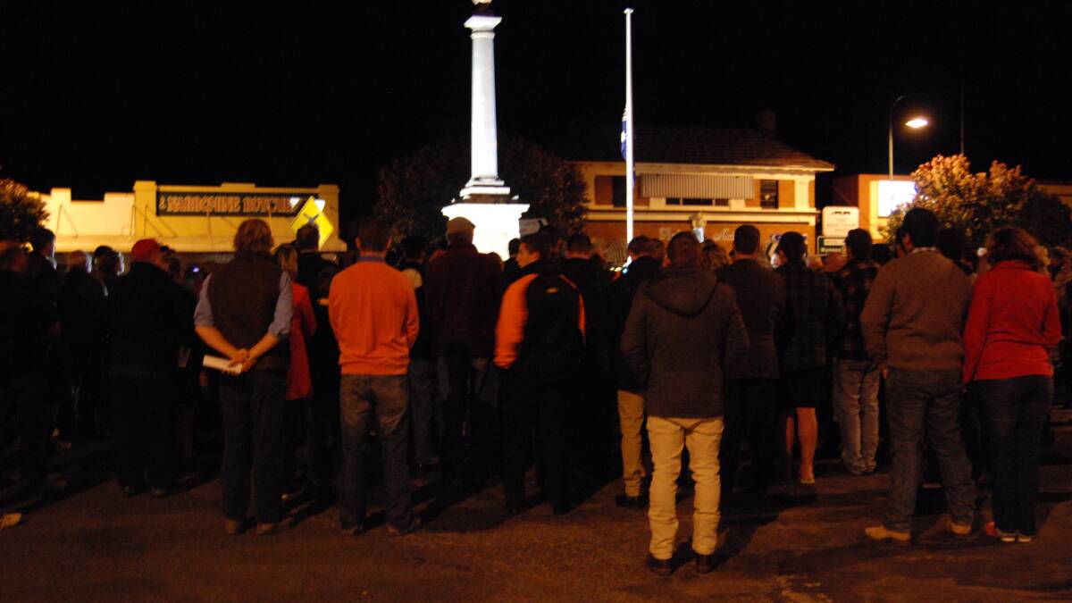DAWN SERVICE: The crowd gathered around the Cenotaph 