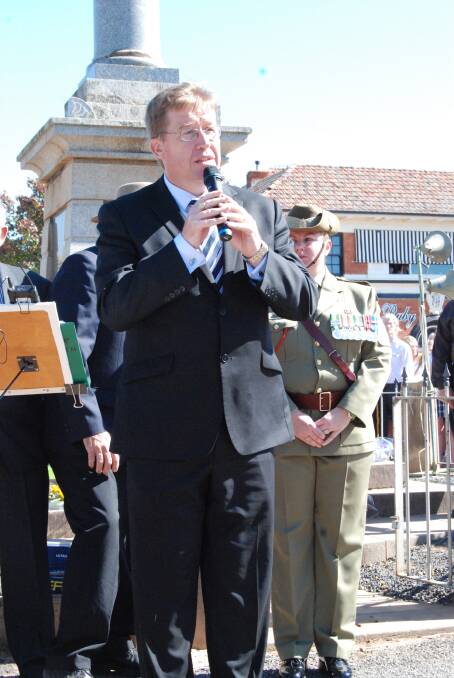 MORNING SERVICE: Troy Grant delivers his speech