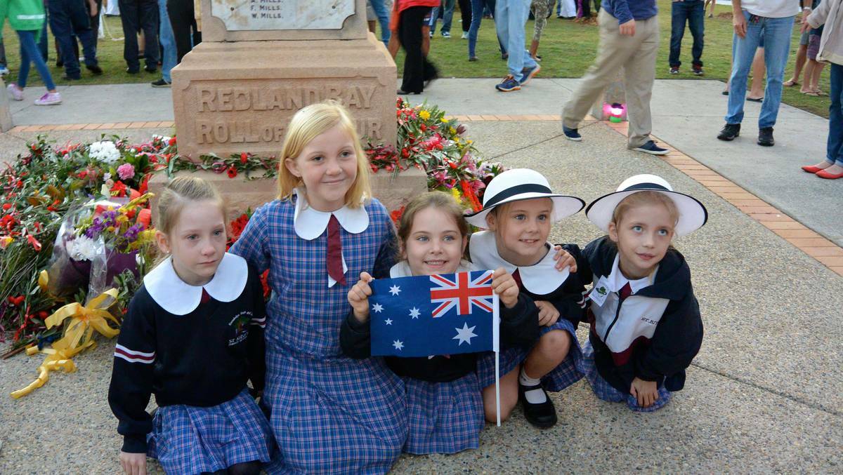 REDLANDS: Some of the school students who participated at the dawn service at Redland Bay. Photo: Laura Minifie, Bayside Bulletin.
