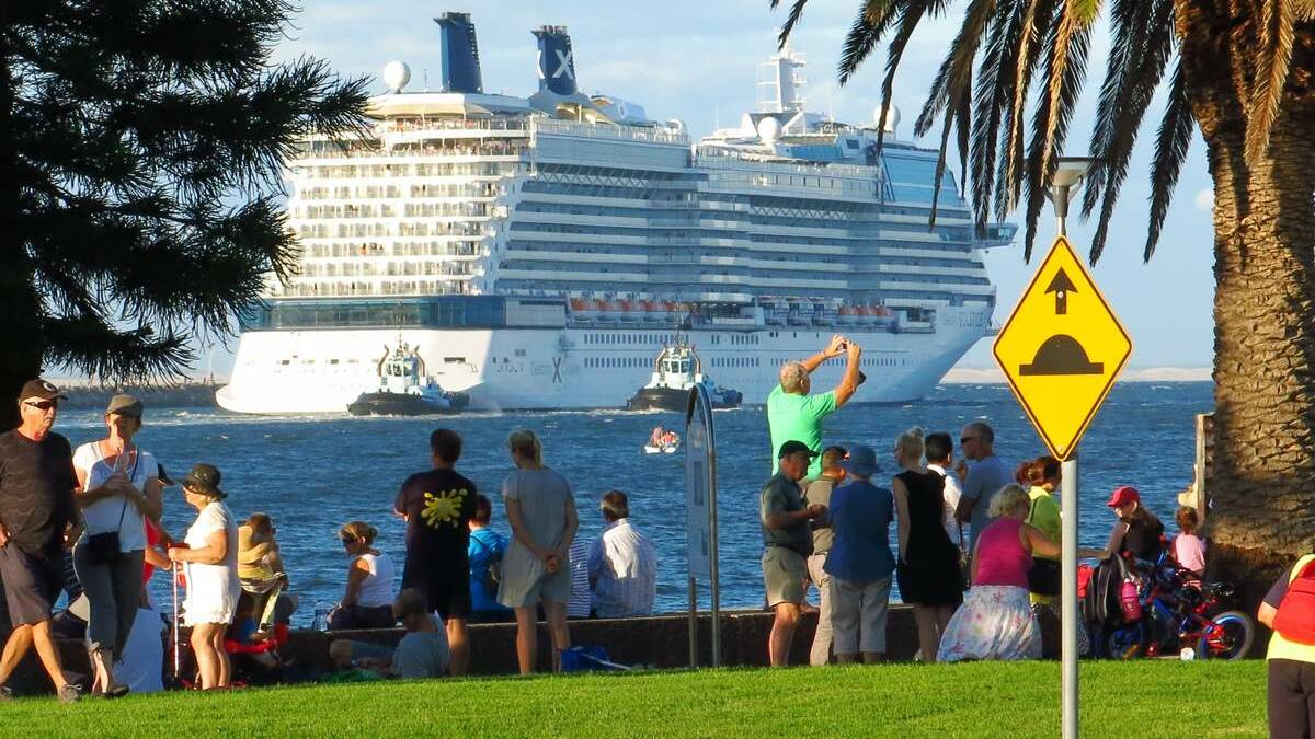 The Celebrity Solstice leaving Newcastle, Sunday March 9, 2014. The ship set a record as being the largest ship to ever berth in the port. Picture Eddie O'Reilly