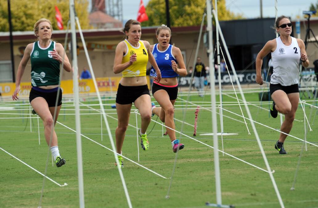 Sarah Byron, Warracknabeal, in yellow, in the Stawell Strickland Family Women's Gift. 