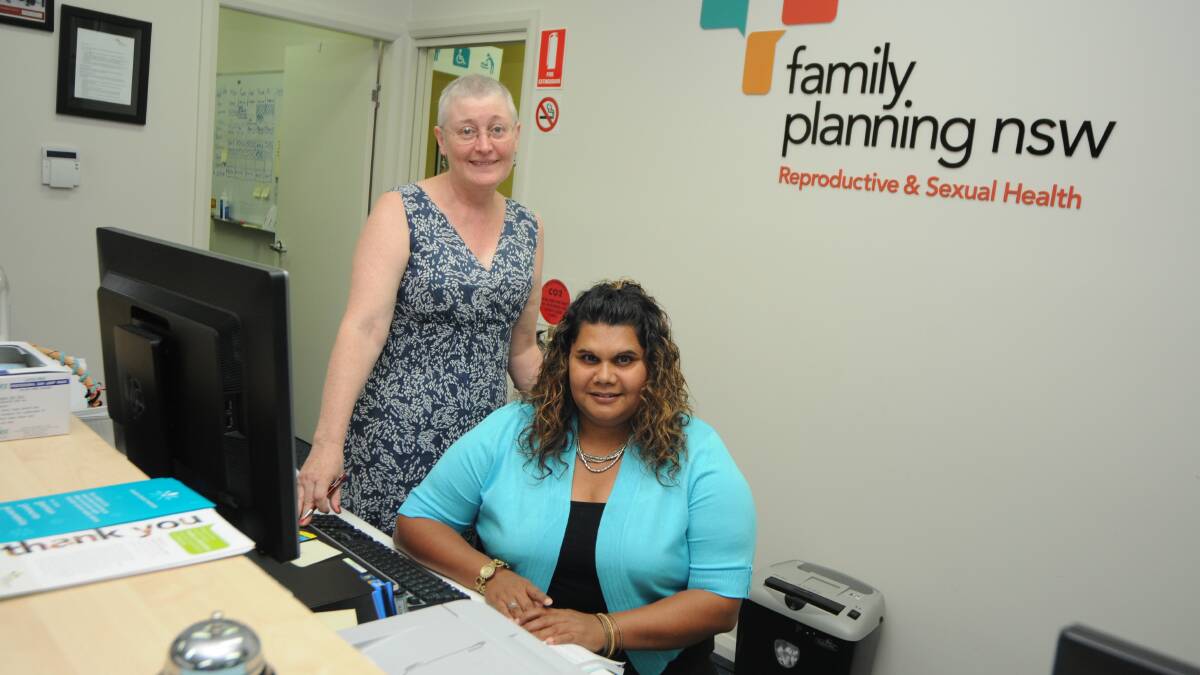 Family Planning NSW Dubbo centre manager Ann Ryan with new recruit, Aboriginal liaison officer and receptionist Nicole Powell. 