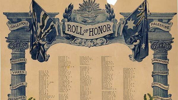 Dubbo District Roll of Honor. Photo: MACQUARIE REGIONAL LIBRARY